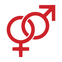 Female and male symbols intertwined