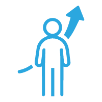 Person with an arrow icon pointing up